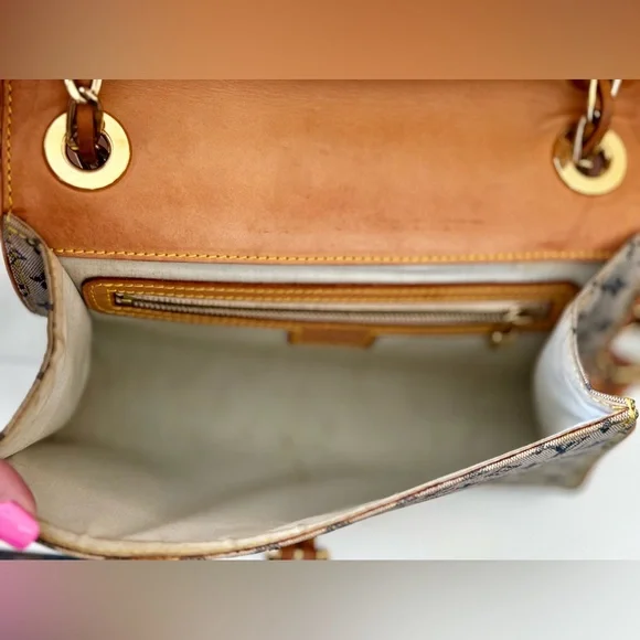 Louis Vuitton Grey/Navy Monogram Mini Lin Camille Crossbody Chain Flap Bag - Picture 11 of 14